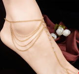 Classic Tassel Chain Toe Ring Ankle Anklets Clear Crystal Foot Jewelry