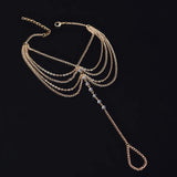 Classic Tassel Chain Toe Ring Ankle Anklets Clear Crystal Foot Jewelry