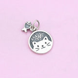 925 Sterling Silver Charm Cat & Fish Pendant for Jewelry Making