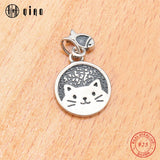 925 Sterling Silver Charm Cat & Fish Pendant for Jewelry Making