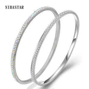 Fashion Crystal Stainless Steel Rhinestone Love Bangles for Women
