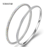 Fashion Crystal Stainless Steel Rhinestone Love Bangles for Women