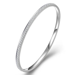 Fashion Crystal Stainless Steel Rhinestone Love Bangles for Women