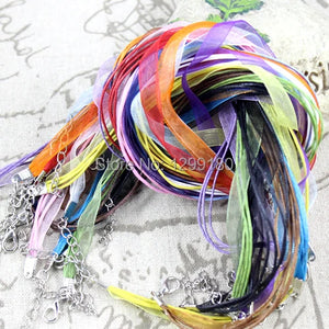 Adjustable Organza Ribbon Necklace Cord With Lobster Clasp - 20 Strands
