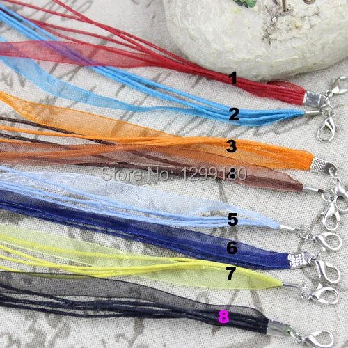 Adjustable Organza Ribbon Necklace Cord With Lobster Clasp - 20 Strands