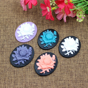 Random Mixed Resin Flowers Cameos Cabochons 10pcs