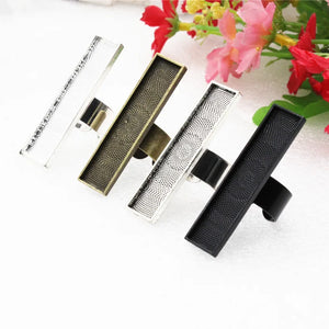 10x50mm Rectangle Cabochons Ring Metal Base Copper Rings Blank Setting Bezel Tra