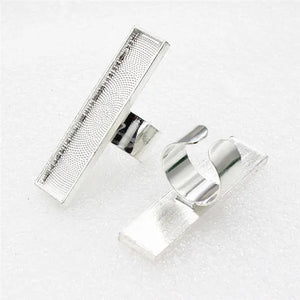10x50mm Rectangle Cabochons Ring Metal Base Copper Rings Blank Setting Bezel Tra