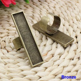 10x50mm Rectangle Cabochons Ring Metal Base Copper Rings Blank Setting Bezel Tra
