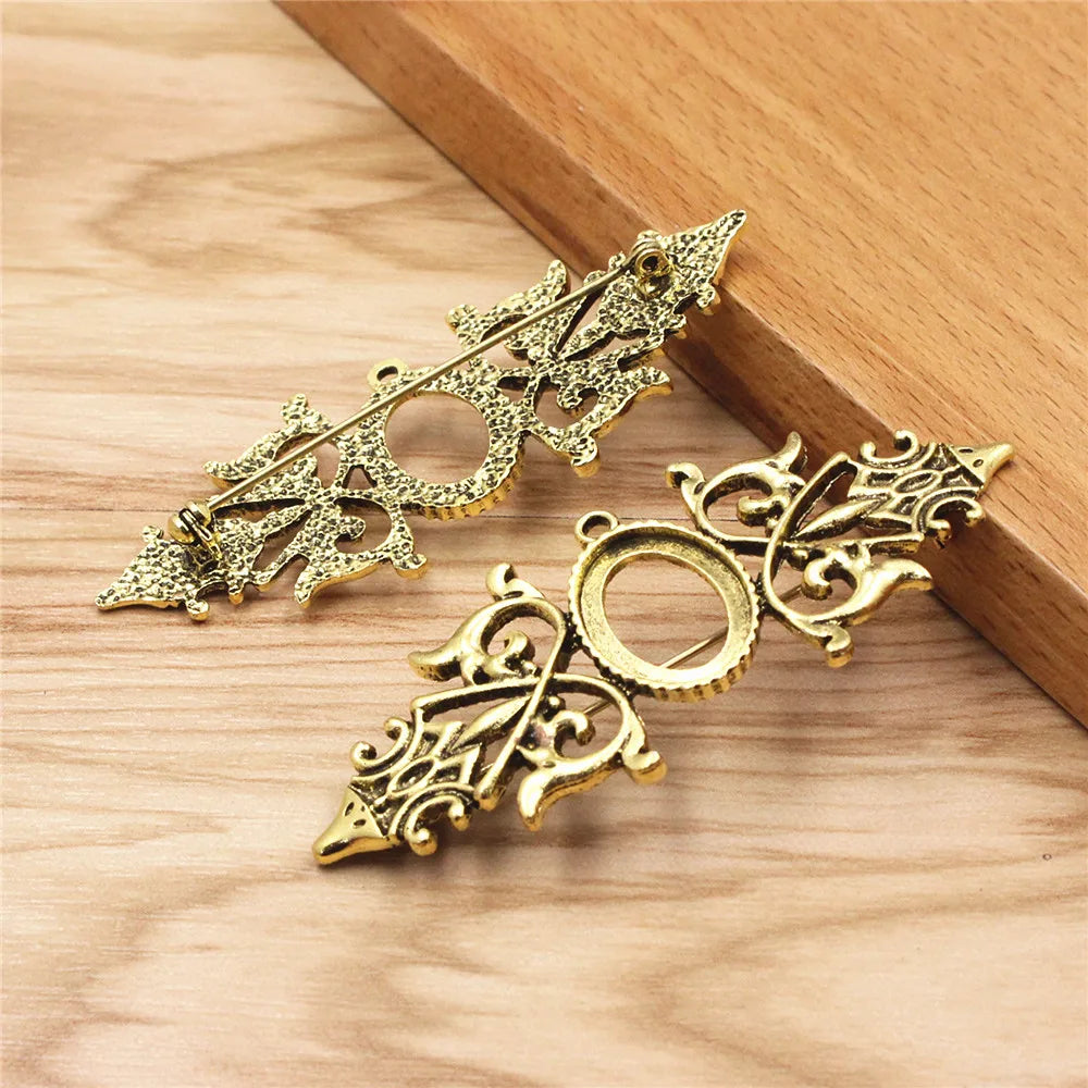 Vintage Oval Brooch Blank Setting Bezel Tray Base Cabochons For DIY 5Pcs