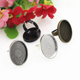 18x25mm Oval Cabochons Ring Blank Setting Bezel Tray Base DIY Ring Making