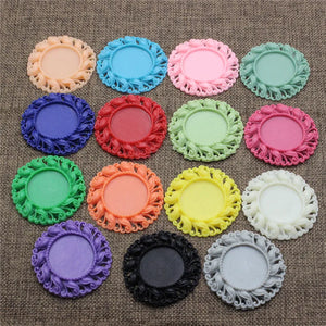 25mm Colorful Resin Round Cabochons Blank Tray Frame Bezel Settings