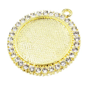 25mm Round Cabochons Rhinestones Glass Frame Settings Tray DIY Accessory 5pcs