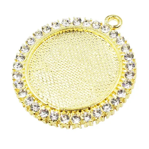 25mm Round Cabochons Rhinestones Glass Frame Settings Tray DIY Accessory 5pcs