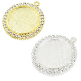25mm Round Cabochons Rhinestones Glass Frame Settings Tray DIY Accessory 5pcs