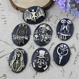 Flat Back Resin Mixed Pattern Cameos Cabochons For Jewelry 30x39mm