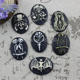 Flat Back Resin Mixed Pattern Cameos Cabochons For Jewelry 30x39mm