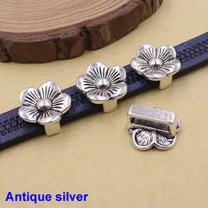Tibetan Silver Flower Slider Beads DIY Making 30pcs