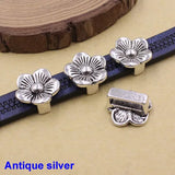 Tibetan Silver Flower Slider Beads DIY Making 30pcs