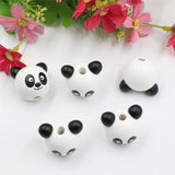 Wooden Panda Bear Head Beads for Baby DIY Pacifier Holder Clip Necklace 10pcs