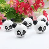 Wooden Panda Bear Head Beads for Baby DIY Pacifier Holder Clip Necklace 10pcs