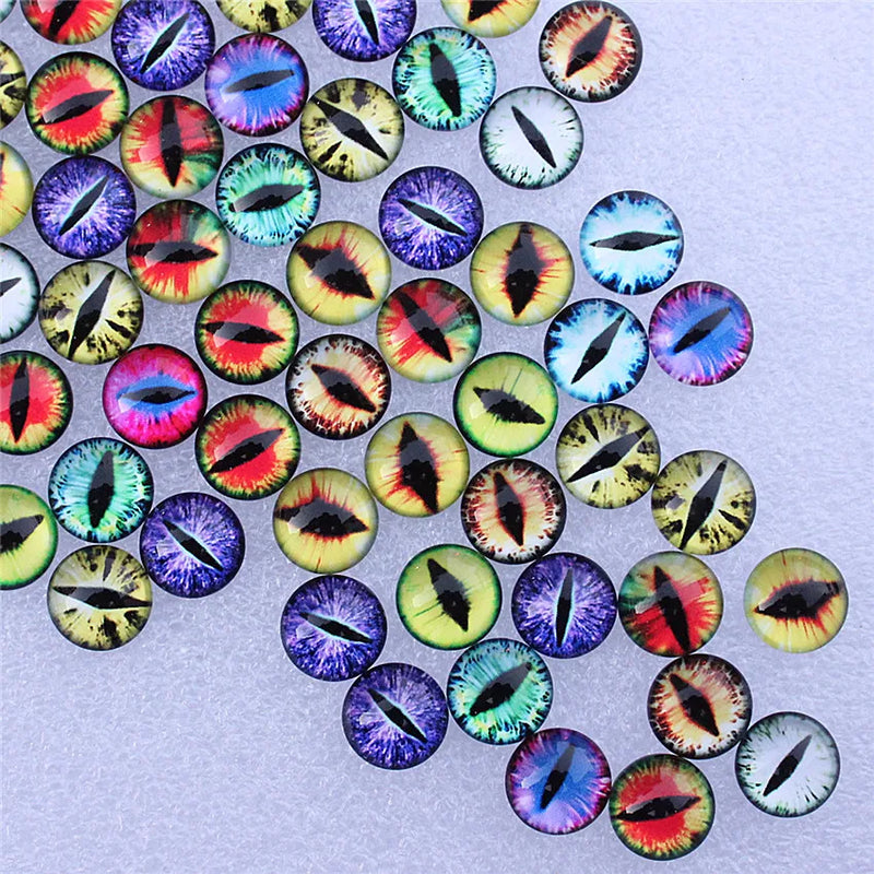8-25mm Random Dragon Eyes Glass Flatback Cabochons Pair K06011