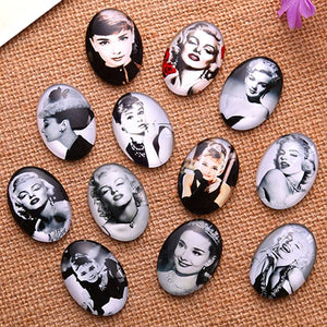 Cartoo Girl Oval Glass Cabochons Flatback Photo Base Blank DIY Making