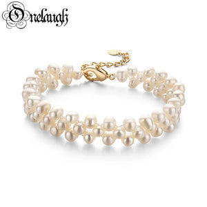 14K Filled Freshwater Pearl Twisted Bracelet Women Bangle Jewelry