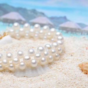 14K Filled Freshwater Pearl Twisted Bracelet Women Bangle Jewelry