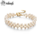 14K Filled Freshwater Pearl Twisted Bracelet Women Bangle Jewelry