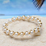 14K Filled Pearl Bangle Bracelet 6.5-8.5mm Twisted Design