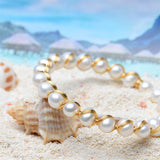 14K Filled Pearl Bangle Bracelet 6.5-8.5mm Twisted Design