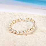 14K Filled Pearl Bangle Bracelet 6.5-8.5mm Twisted Design