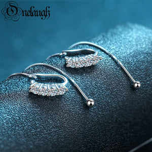 925 Silver Moissanite Cuff Earrings Tassel Diamond