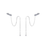 925 Silver Moissanite Cuff Earrings Tassel Diamond