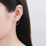 925 Silver Moissanite Cuff Earrings Tassel Diamond