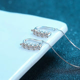 925 Silver Moissanite Cuff Earrings Tassel Diamond
