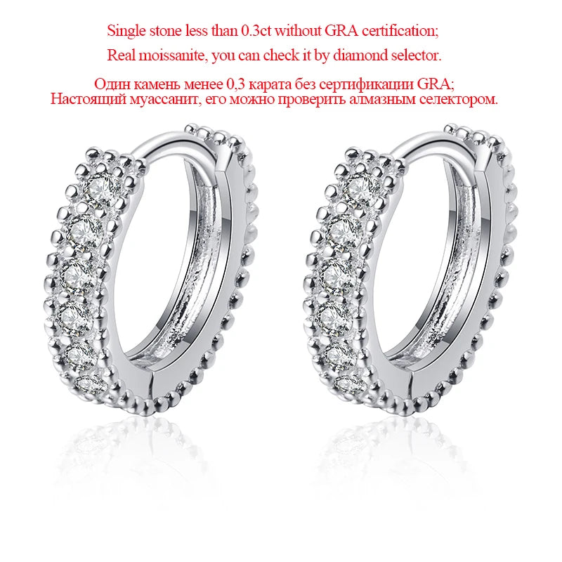 Real Moissanite Stud Earrings 925 Sterling Silver Sparkling Jewelry