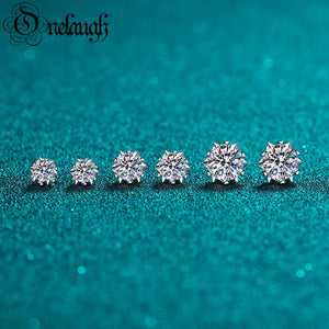 0.6-4CT Moissanite Stud Earrings S925 Sterling Silver Snowflake Ear Studs