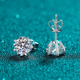 0.6-4CT Moissanite Stud Earrings S925 Sterling Silver Snowflake Ear Studs