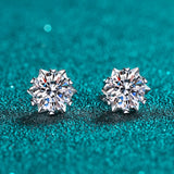 0.6-4CT Moissanite Stud Earrings S925 Sterling Silver Snowflake Ear Studs