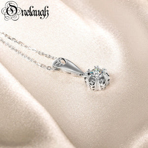 925 Silver SONA Simulated Diamond Pendant Necklace Sparkling Wedding Jewelry