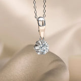 925 Silver SONA Simulated Diamond Pendant Necklace Sparkling Wedding Jewelry