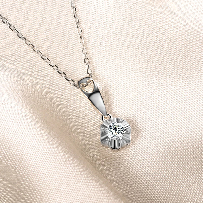 925 Silver SONA Simulated Diamond Pendant Necklace Sparkling Wedding Jewelry