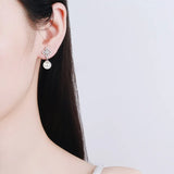 9mm Pearl Moissanite Drop Earrings Bridal Wedding Jewelry