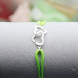 925 Silver DOUBLE COEURS Bracelet for Men Women with Adjustable Rope Bracelet