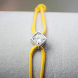 925 Stamp Silver Le Cube Men's Bracelet with Adjustable Rope