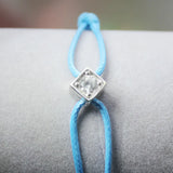 925 Stamp Silver Le Cube Men's Bracelet with Adjustable Rope