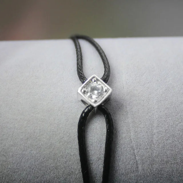 925 Stamp Silver Le Cube Men's Bracelet with Adjustable Rope