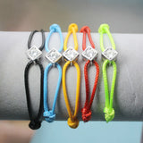 925 Stamp Silver Le Cube Men's Bracelet with Adjustable Rope